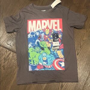 Marvel Heroes Graphic Tee - Gray with Red/Blue/Green Print